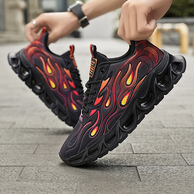 

Men's Running Shoes Red Hot Fashion Breathable Mesh Platform Sneakers Men Lightweight Sports Shoes Big Size 46 zapatillas hombre