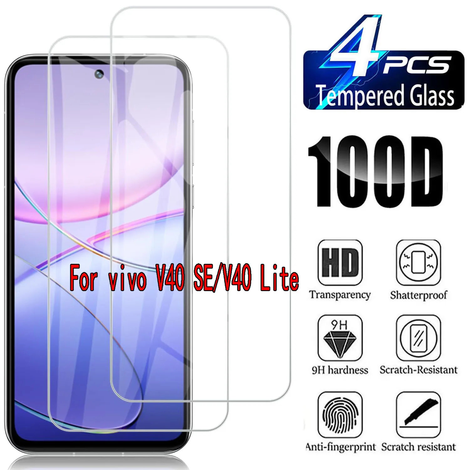 

2/4Pcs Tempered Glass For Vivo V40SE/V40 Lite Screen Protector Glass