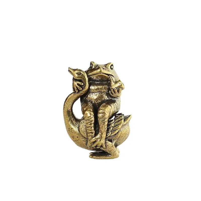 Kupferne Mini-Kröten-Figuren auf Schwanen reiten – Skulpturen, Ornamente, Dekoration für Zuhause und Büro, Schreibtisch-Accessoires, Geschenke – Detail 5