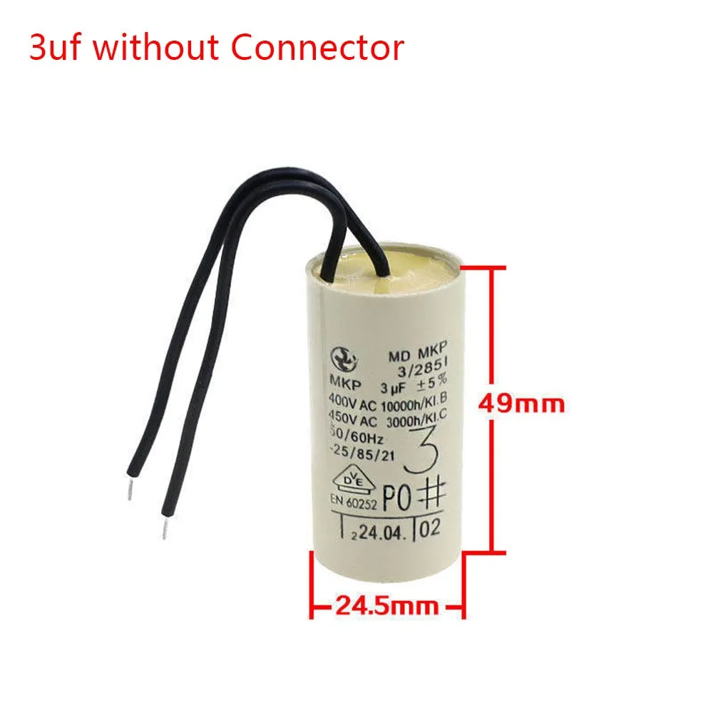 1Pcs 2uF 2.5uF 2.6uF 3uF Boiler Water Pump Capacitor Plastic Metal Wall Mounted Circulation Motor Capacitor With Connector