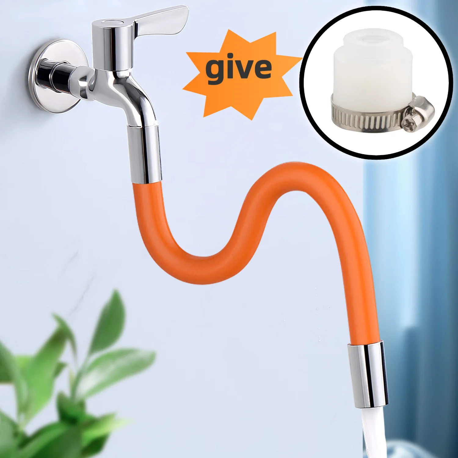 قطعة واحدة من أنبوب تمديد خط المياه القابل للتعديل، مع موصل، محول خرطوم دوار 360 درجة، صنبور مسطح ملولب قديم عالمي، متوافق مع المعايير الأمريكية والأوروبية