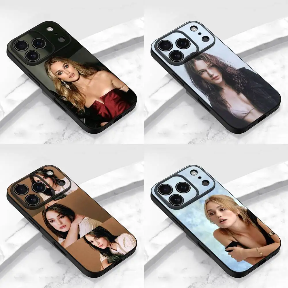 حافظة هاتف لهاتف آيفون 17,16,15,14,13,12,11,Pro,Max,Plus,E,Air,Mini Protective Black K-Keira Knightley Cover #2