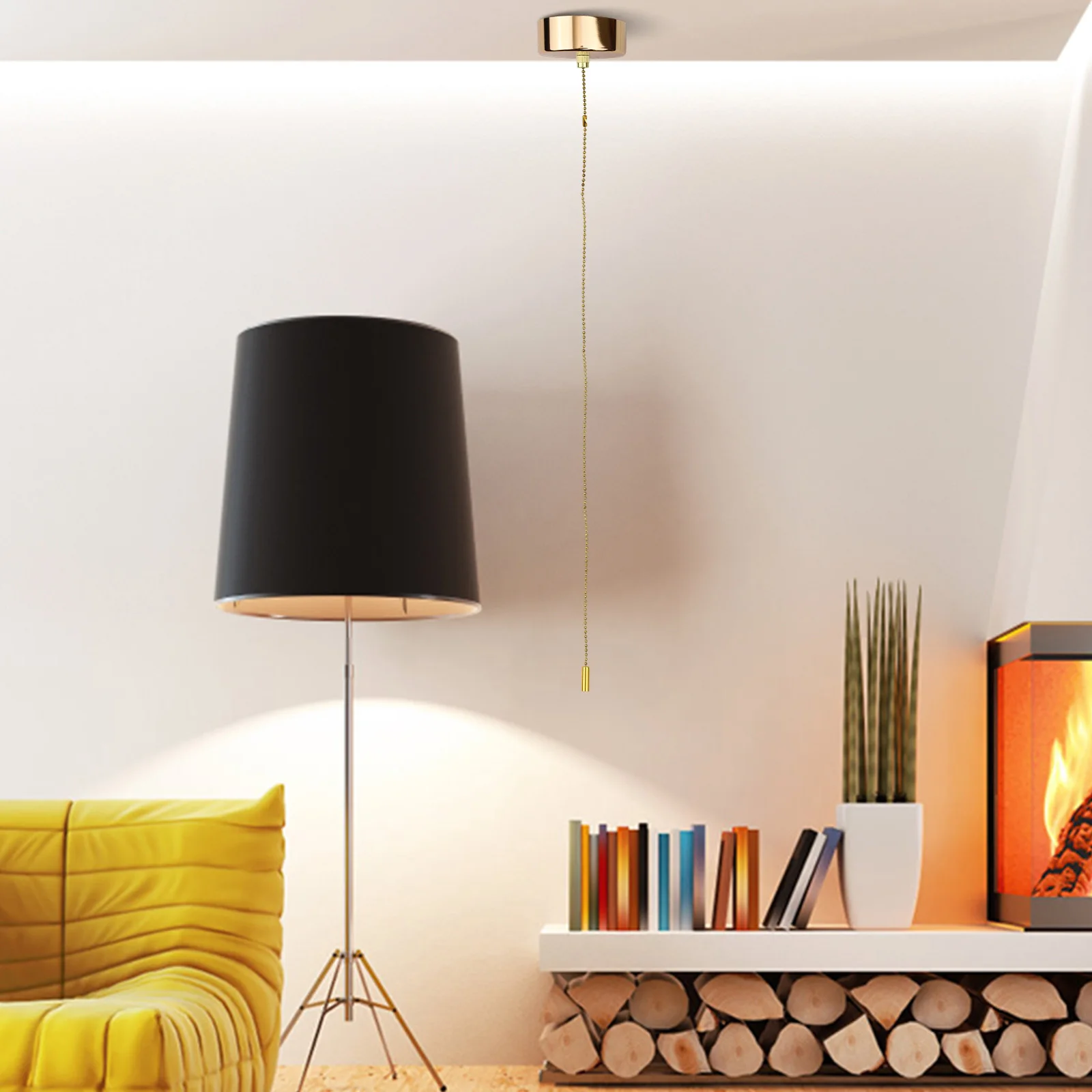 150cm Light Pull Pull Cord Switch Chrome Adaptable Pull Cord Switch Design for versatile Use For Rooms Elegant Chrome Finish