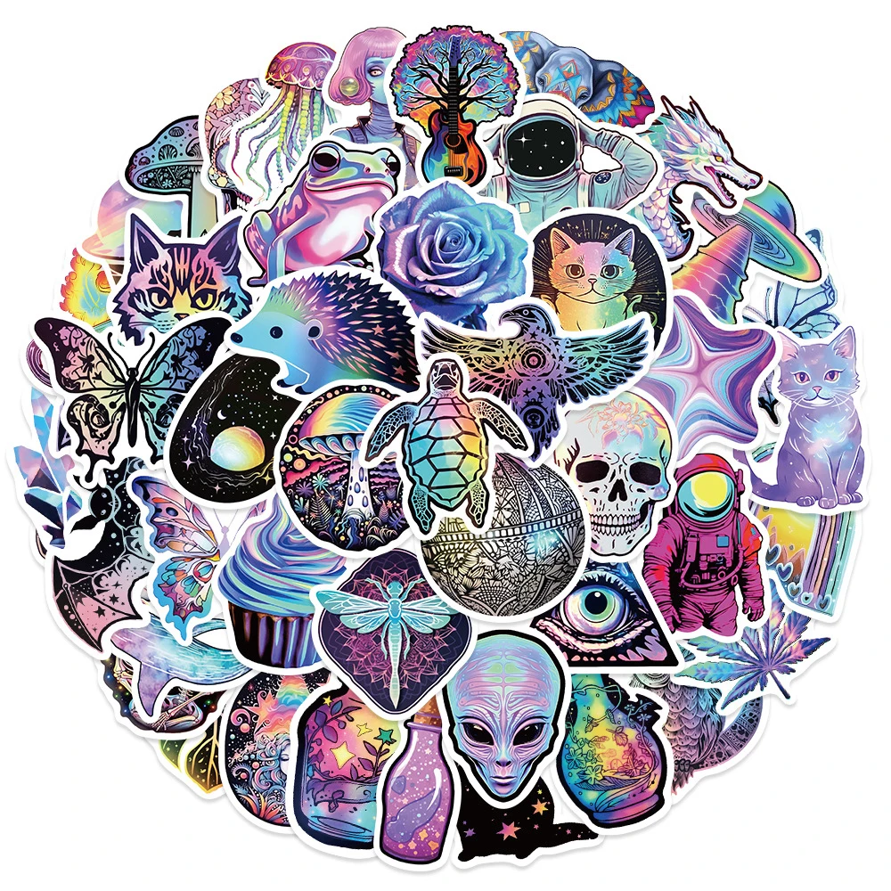 

10/30/50Pcs Cool Holographic Laser Graffiti Stickers DIY Car Laptop Scrapbooking Luggage VSCO Cartoon Decals Sticker Decoration