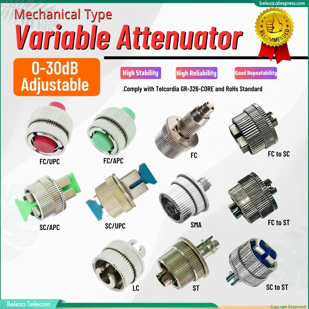 

5pcs/Lot FC SC ST LC SMA Adjustable Fiber Optic attenuator Simplex Singlemode Variable attenuator Range 0-30dB