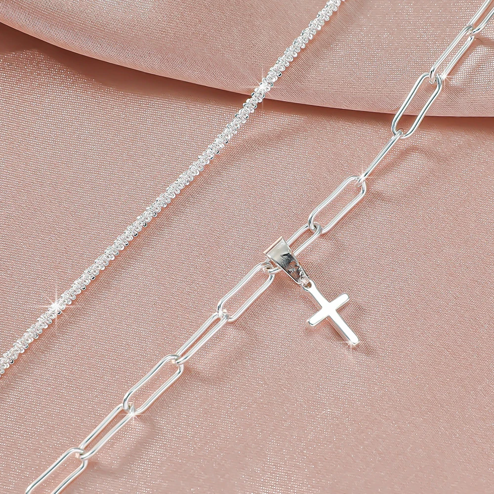 New 925 Sliver Plated CZ Anklet Bracelets for Women Girl Trendy Waterproof Zircon Charm Dainty Layer Chain Anklets Jewelry Gifts