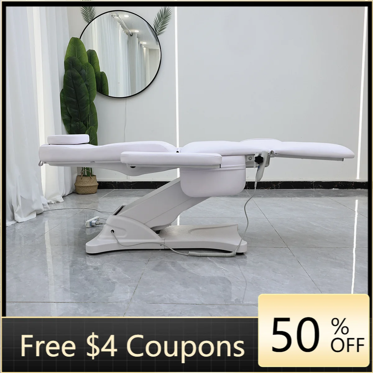 Electric Gynecological Examination Chair White PU Adjustable Reclining Medical Beauty Chair with Separable Leg Rests for Hospita