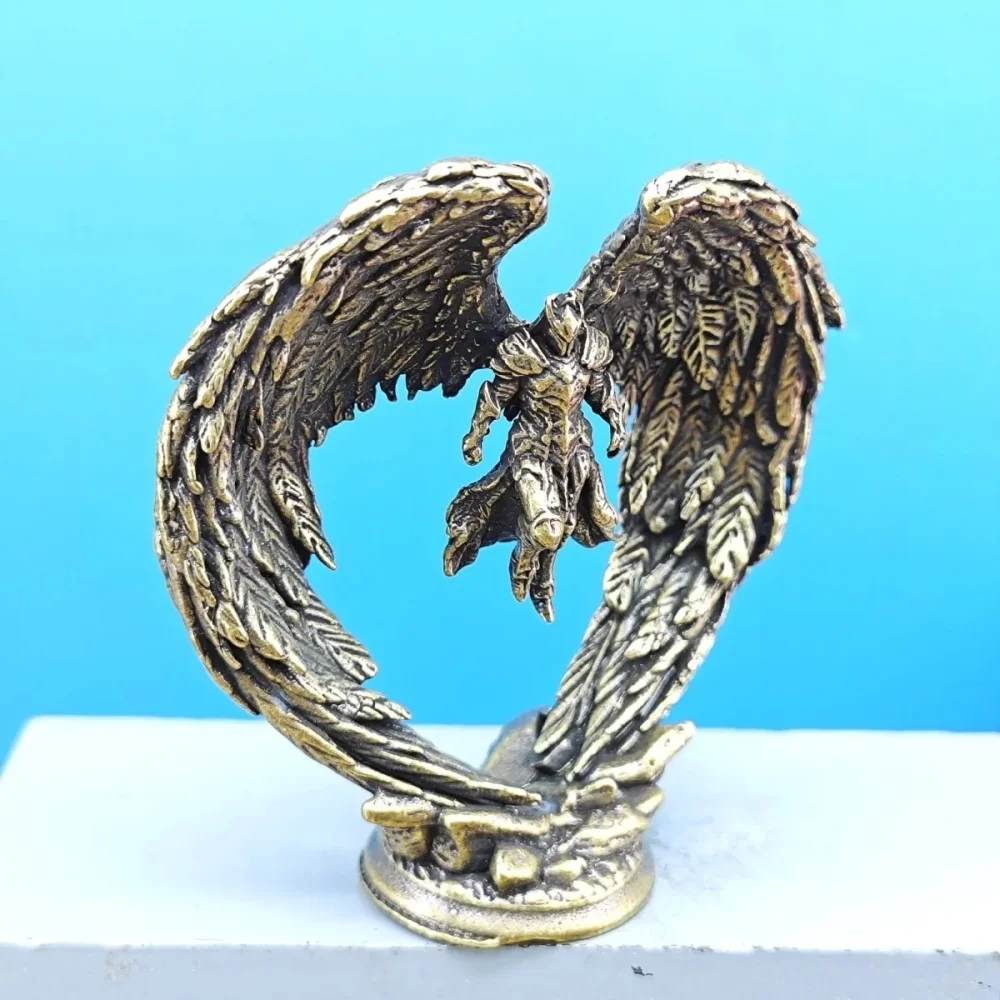 Brass Winged Warrior Mini Figurine Medieval Angel Statue Tabletop Wargame Diorama Desktop Decor Collectible Ornament Gift view 5