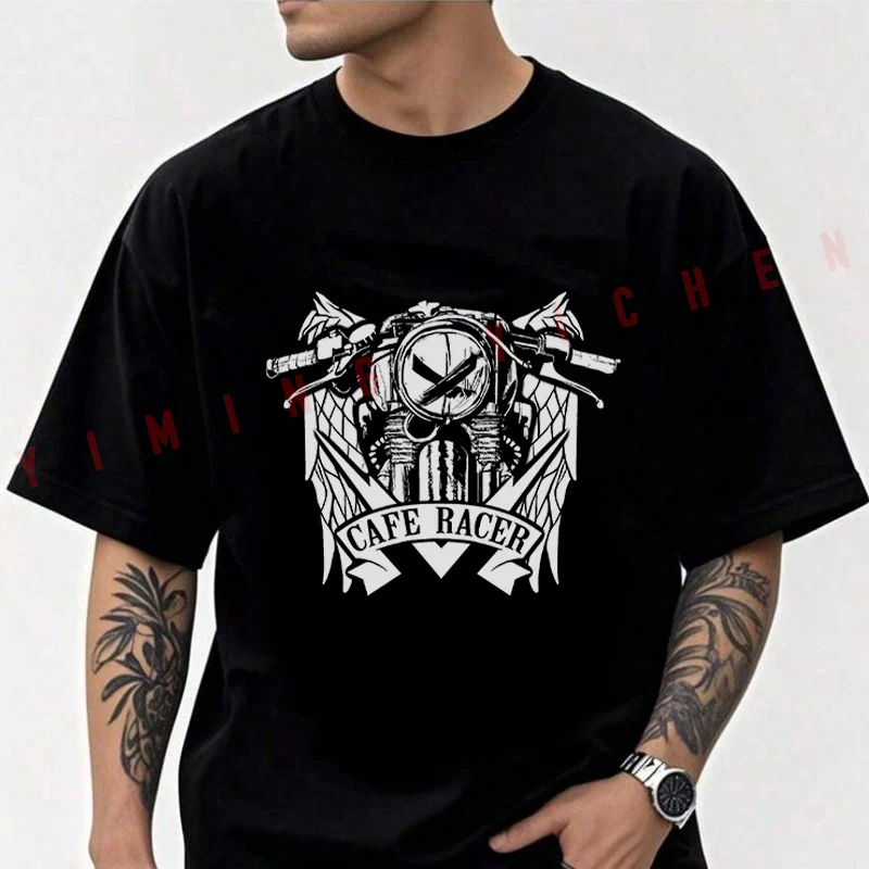 

Cafe Racer Motorcycle Design Men T-shirt High Quality Funny Cotton Casual Cool Short Sleeve Hip Hop Tees