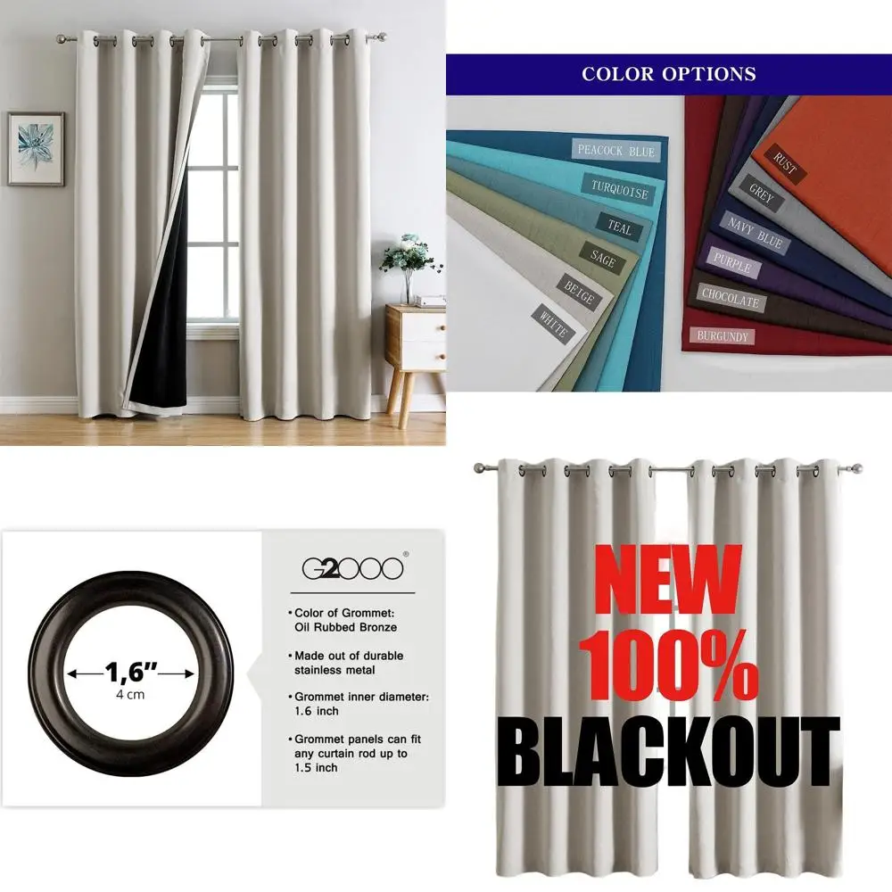 

Beige 84 Inch Thermal Insulated Room Darkening Curtains for Bedroom and Living Room