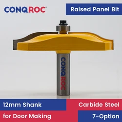 12mm Shank Raised Panel Router Bit with Top Bearing Tungsten Carbide Woodworking Milling Cutter 7-Option