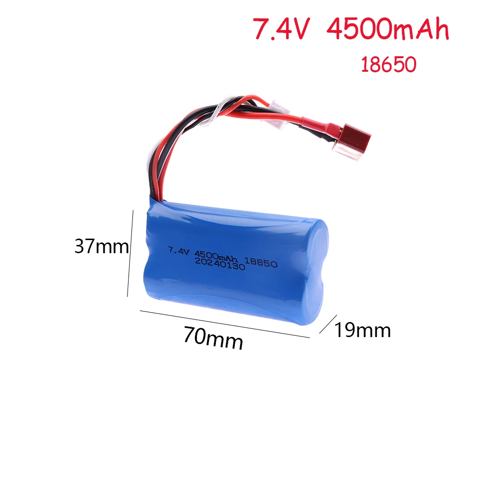 Upgrade 7.4V 18650 4500MAH Battery for Wltoys 10428/12428/12423 / Q46 RC Car Spare Parts with charger 7.4V T plug for Power car