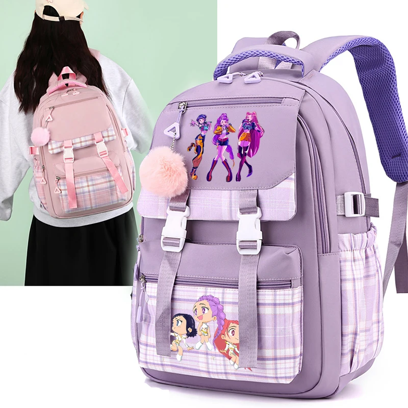 

KPop Demon Hunters Girl Backpack Anime Movie School Knapsacks High-capacity Kids Schoolbags Cartoon Casual Student Rucksack