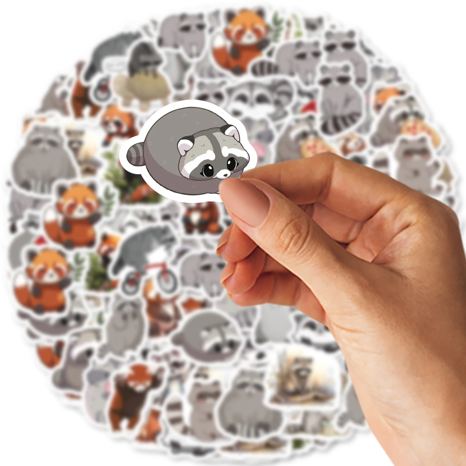 46pcs Cute Little Raccoon Cartoon Graffiti Stickers Decorated Notebook Water Cup Suitcase Guitar Classic Toy Scrapbook PVC Decal