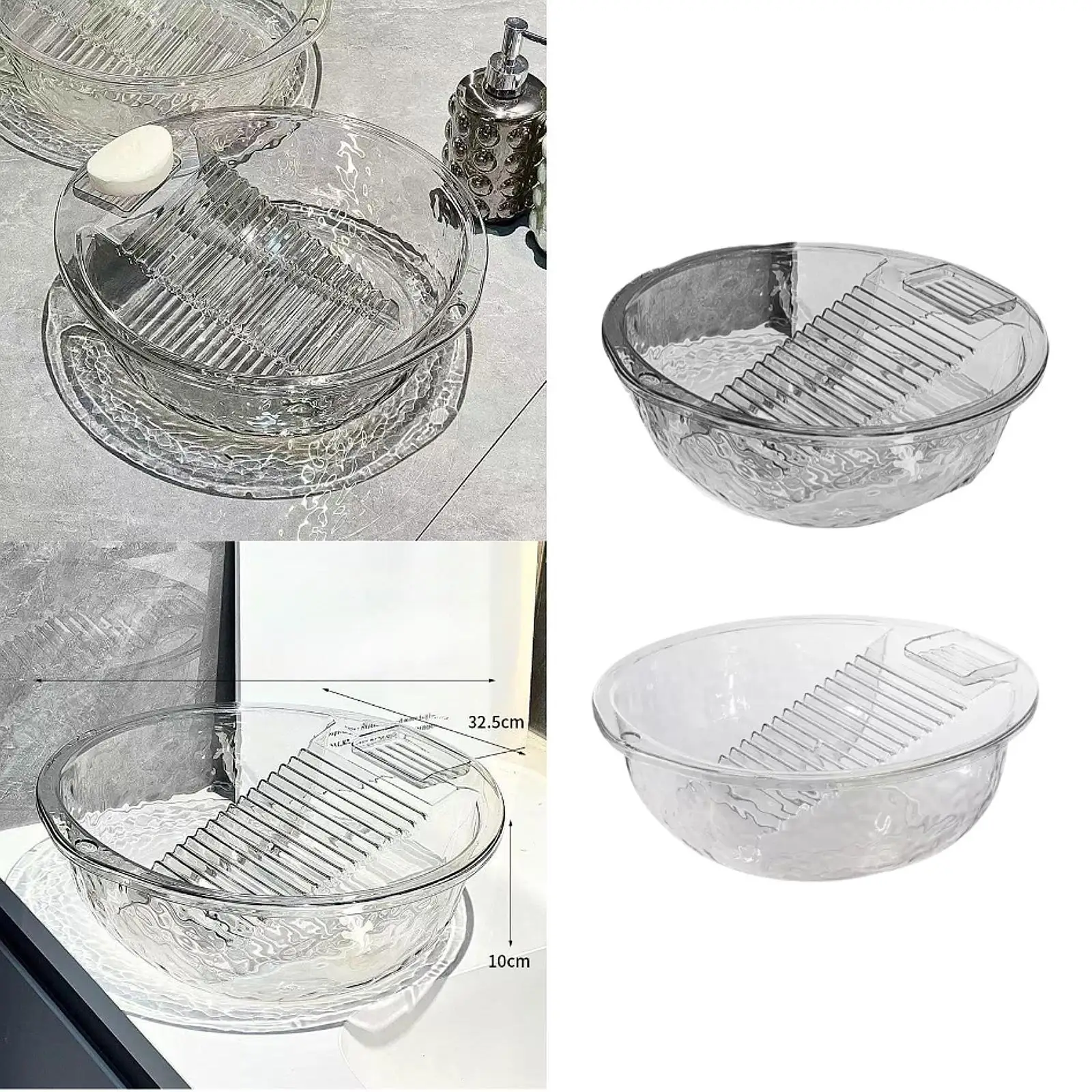 Washboard Basin Scrubbing Board Portable Wash Tub Non Slip with Integrated Washboard Laundry Basin for Home Hand Washing Dorm
