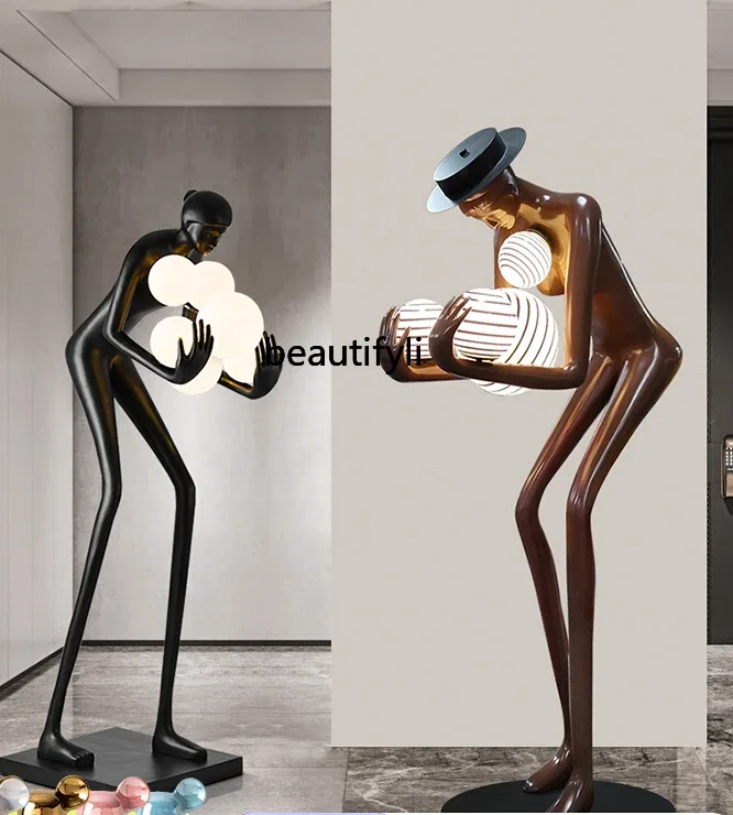 

Nordic Creative Human-Shaped Art Sculpture Floor Lamp Home Exhibition Hall Artwork Large Floor Ornaments