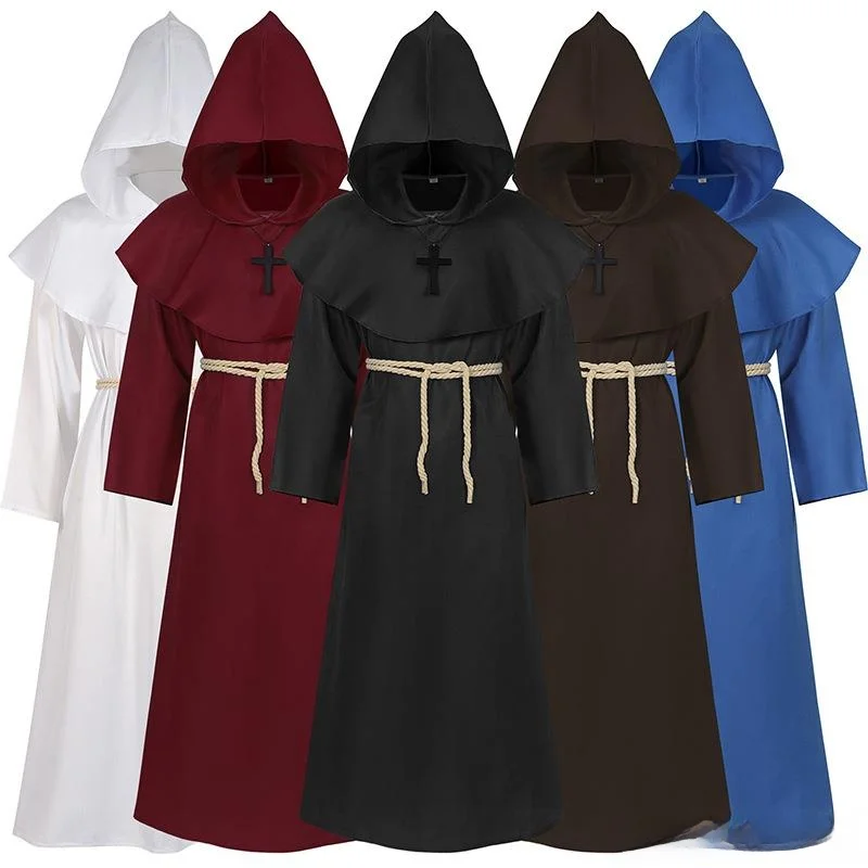 Túnica Medieval de Dios de la Muerte para Halloween, Túnica Larga Vintage para Cosplay, Disfraz de Juego de Rol para Hombre, Manga Larga de Siete Cuartos para Otoño