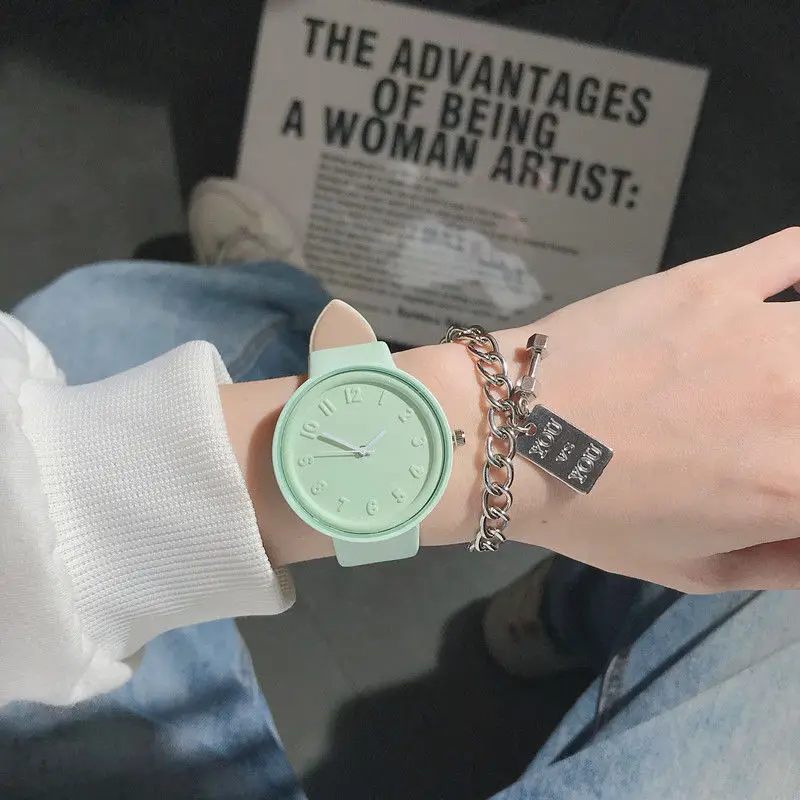 Harajuku estilo criativo relógio das crianças menina bonito brilho coroa estudante simples grande dial esporte relógios presente de natal