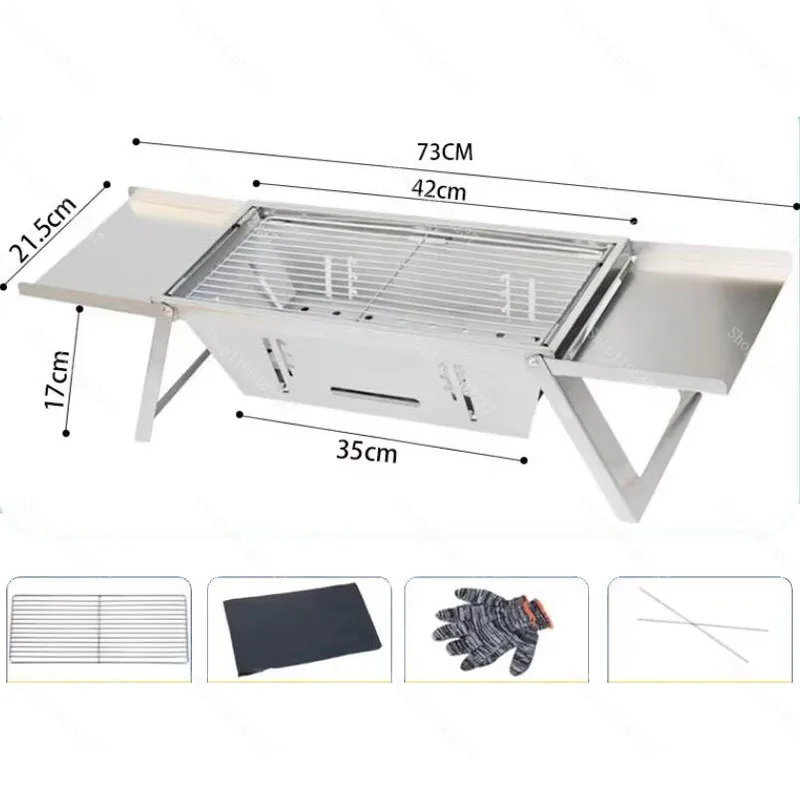 Smokeless Portable Stainless Steel Foldable Charcoal Grill for Outdoor Home Barbecue Camping Stove