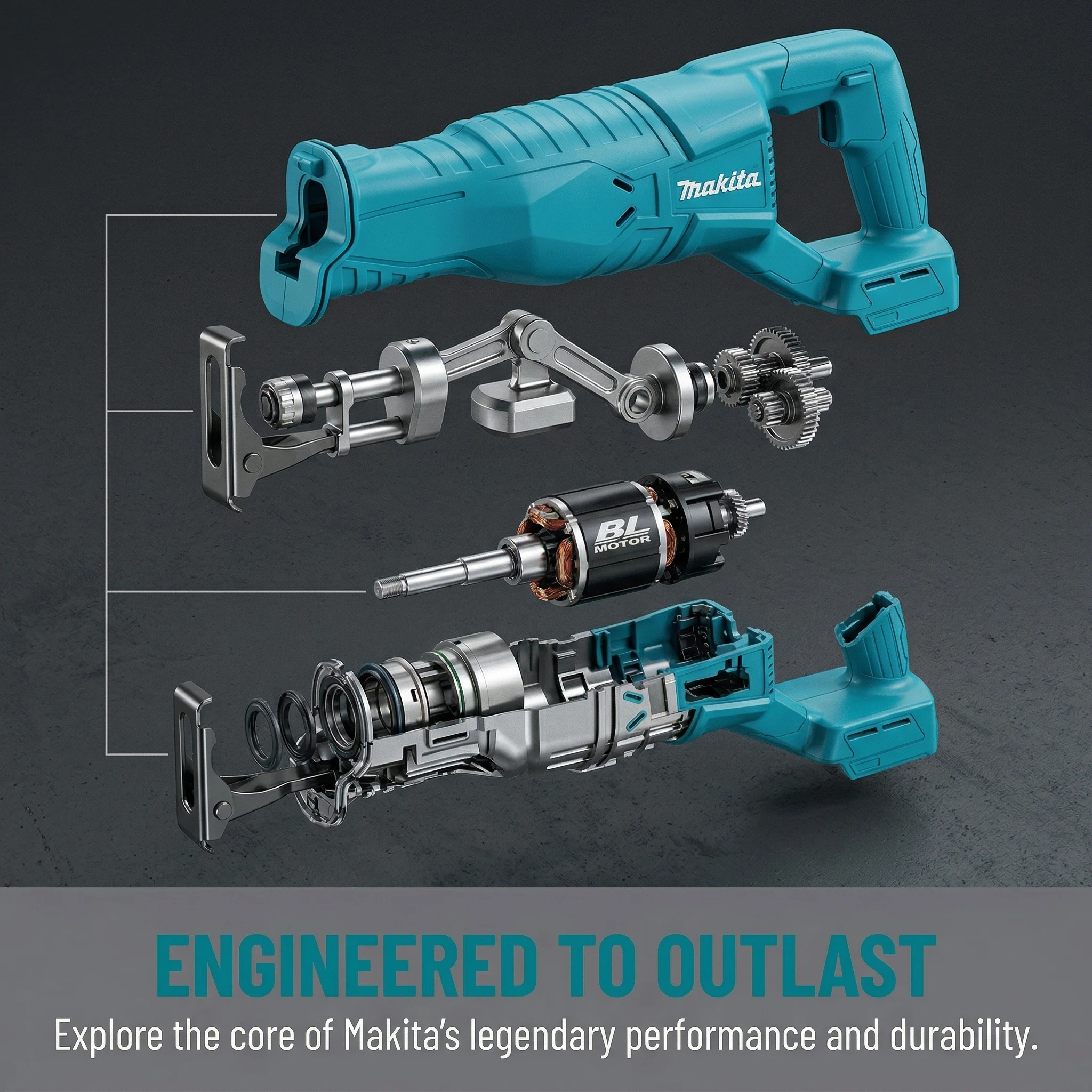 Makita Brushless Reciprocating Saw Cordless Cutting Tool Compact Body for Home DIY Maintenance and Industrial Cutting Work