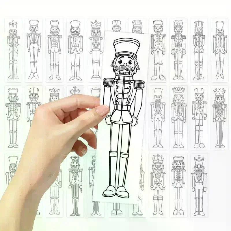 32Pcs Christmas Cartoon Bookmarks Minimalist DIY Line Filling Blank Bookmark Decorative Page Markers Gift For Book Lover