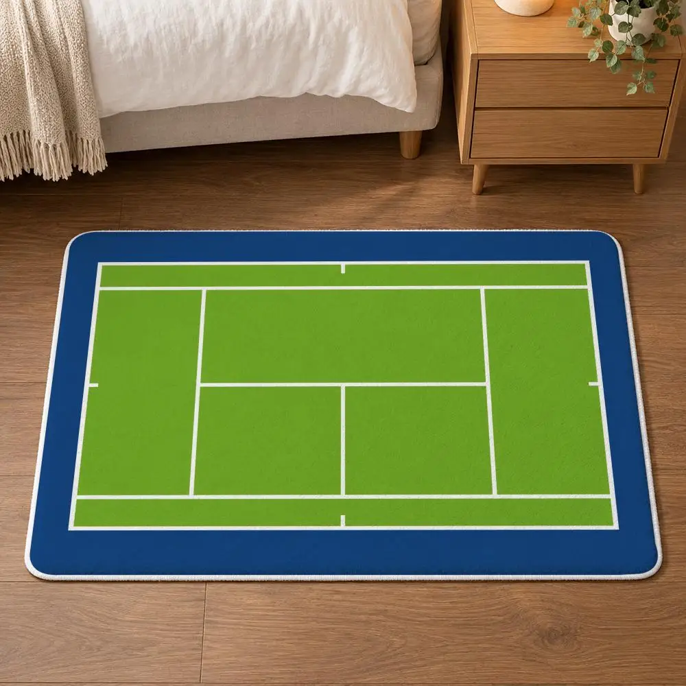 Tennis Court Sports Floor Mat Flannel Rug Soft Non Slip Door Mat for Bathroom Bedroom Entryway Home Decor Gift
