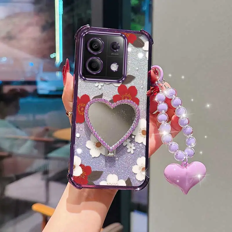 3pcs( Special flowers phone Case+Lanyard+Stand) For Poco M6 4G/M6 Pro/M6 5G/M5s/M6 Plus 5G Phone Case