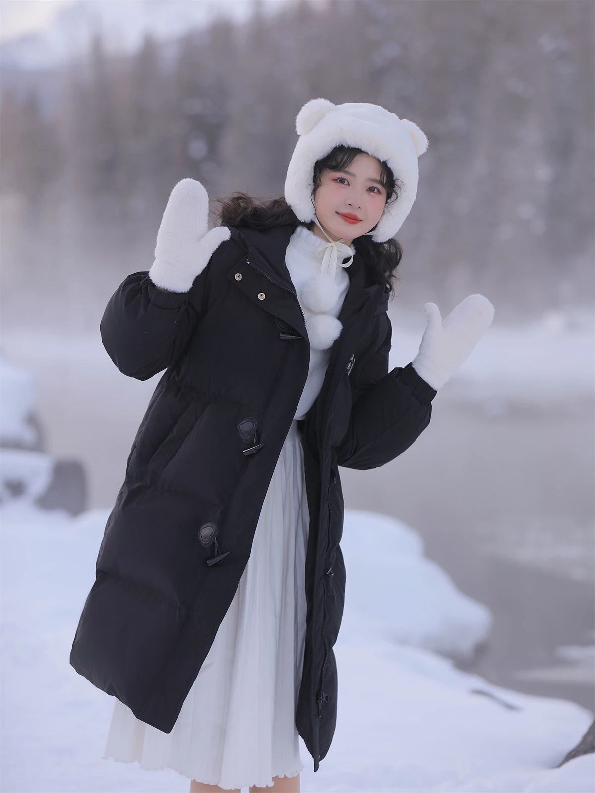 Women's Long Cotton Bread Coat, Thickened, Sweet, Korean Chic, Academy Style, Winter, New, 2022