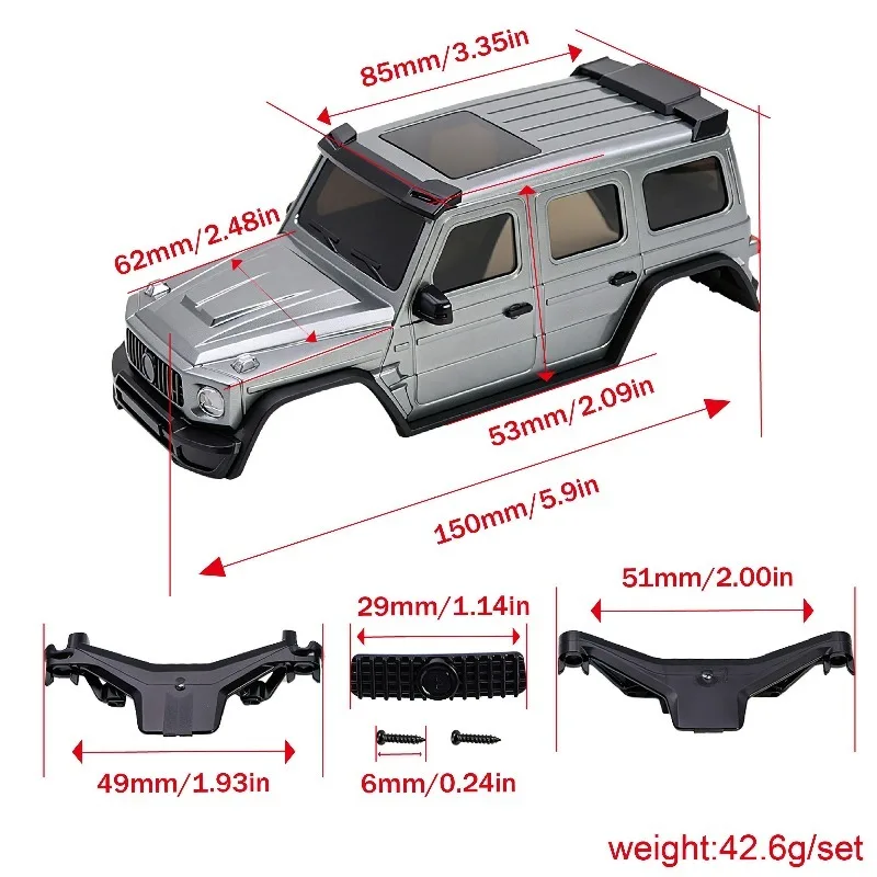 FOR  AXIAL SCX30 Plastic Painted Unpainted Body Shell with Light Bucket Mount Spare Tire Mount for 1/30 RC Crawler DIY Upgrade