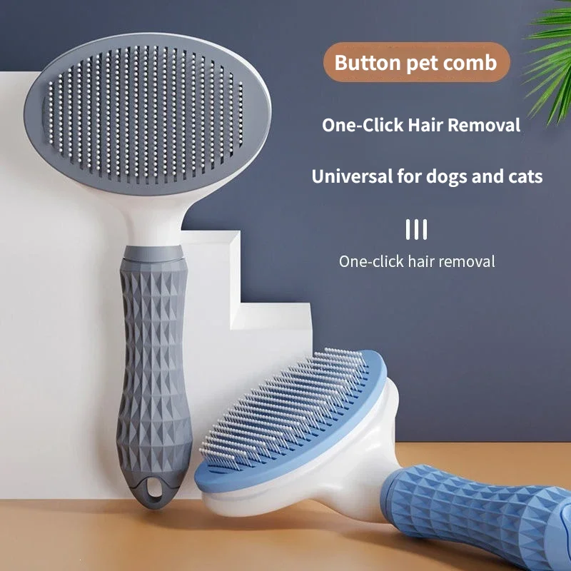For Effortless Grooming of Dogs and Cats-Float Hair Removal Slicker Brush with Automatic Func One-Click Pet Hair Removal Comb