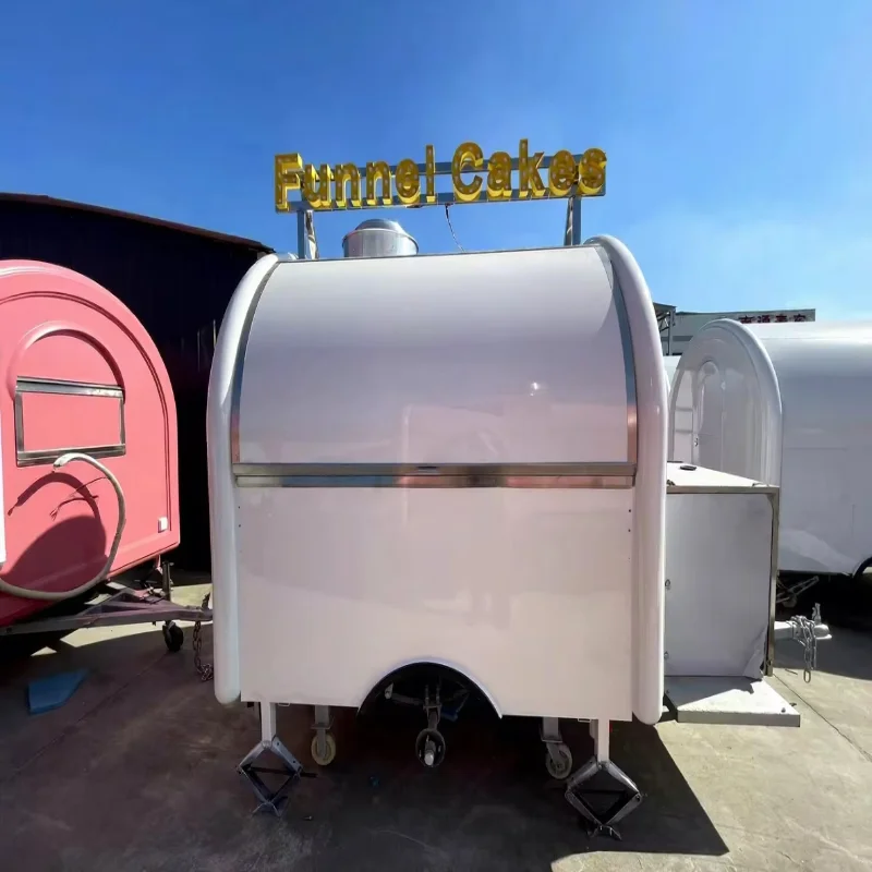 Round Food Trailer Single Axle Mobile Catering Kiosk Weather Resistant Body For Street Snack Coffee Beverage Retail