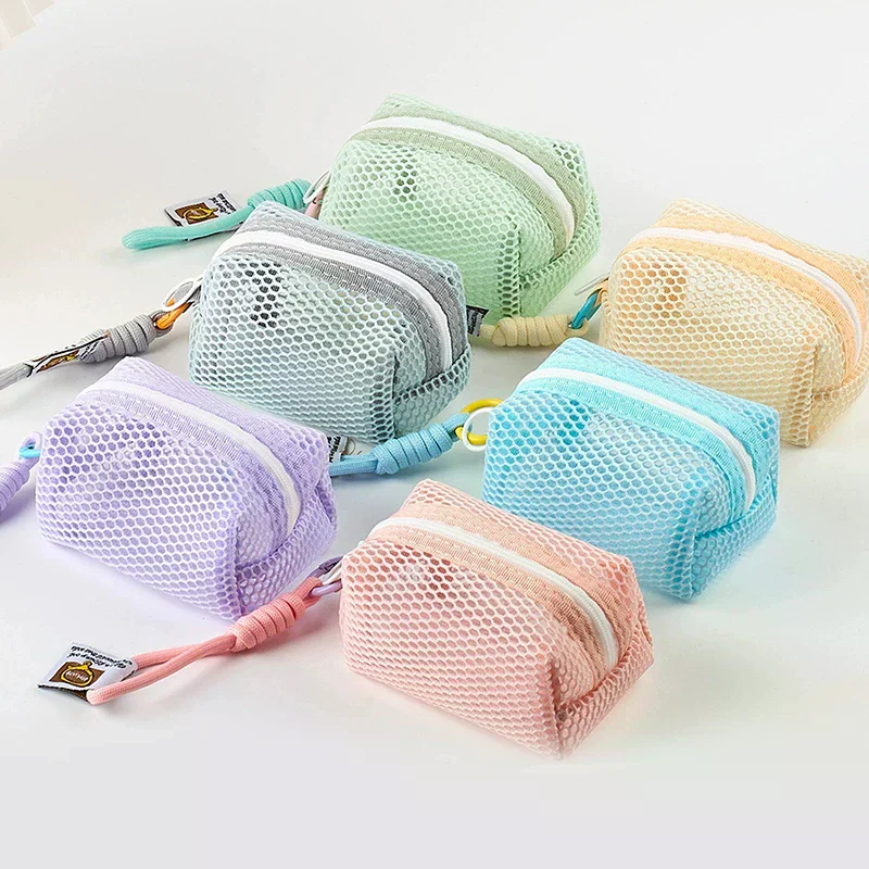 Square Mesh Cosmetic Bag Mini Coin Purse Portable Square Cosmetic Storage Bag With Zipper Multi-purpose Sundries Bag