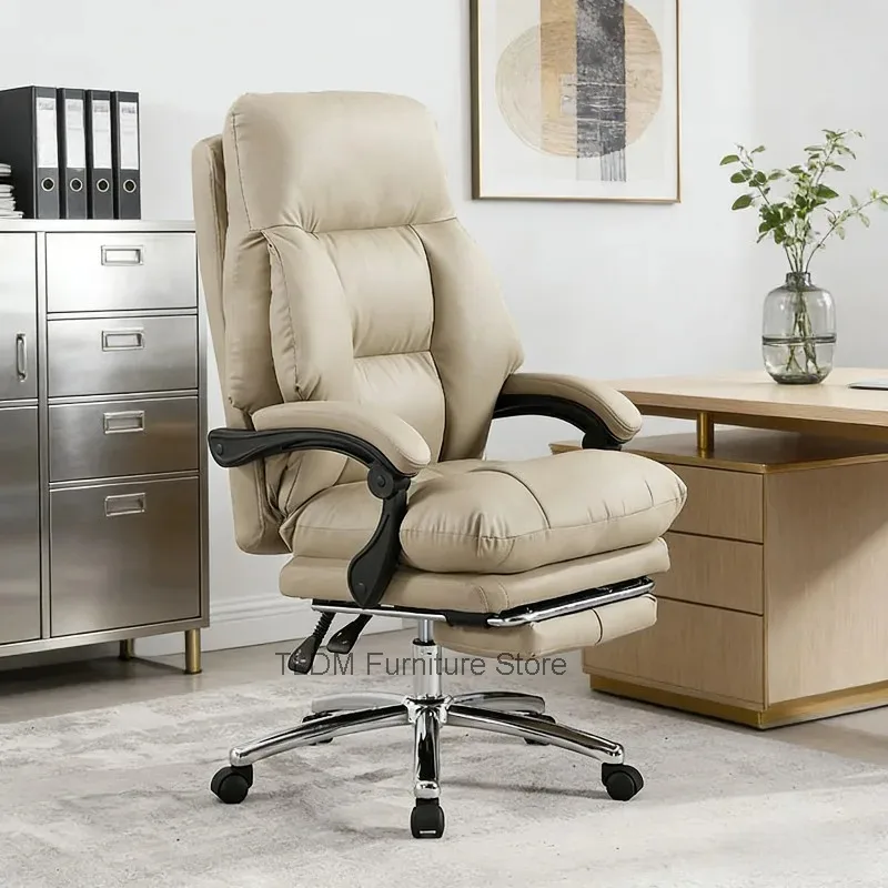 Modern Luxury Executive Office Chair with Leather Upholstery, High-Back Ergonomic Desk Chair for Home Office, Executive Suite