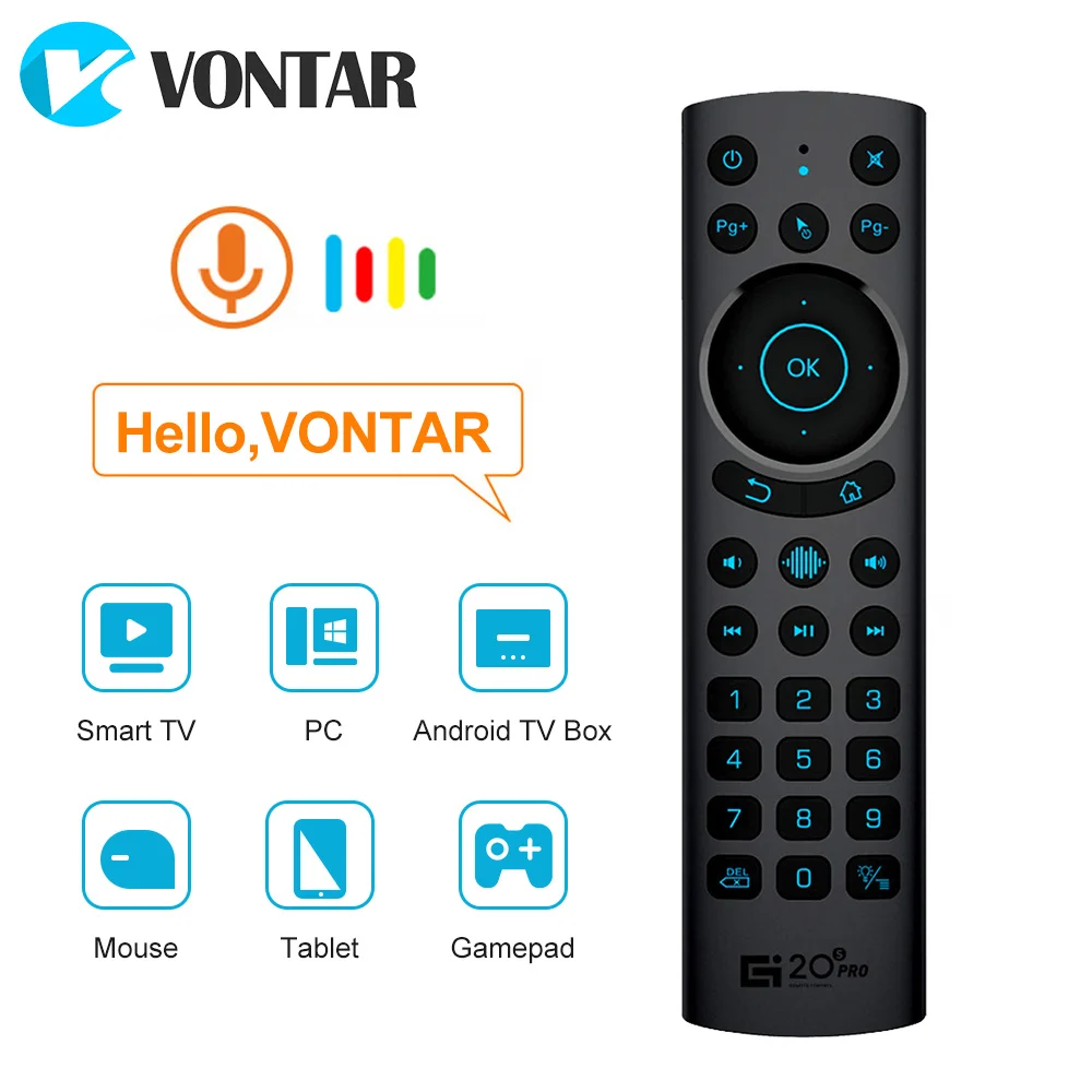 VONTAR G20 G20S Pro Voice Remote Control 2.4G Wireless Air Mouse IR Learning Microphone Gyroscope for Android TV Box Mini PC