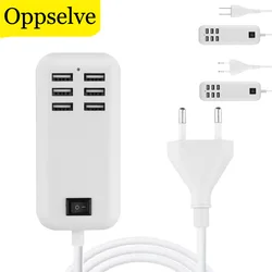 Portable 6 Ports USB Phone Charger Splitter 30W Desktop Wall Charging Extension Station Power Adapter For Smartphone USB Device