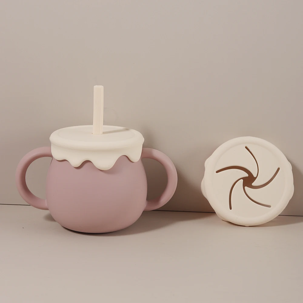 Taza para bebé personalizada de 280 ml: taza para refrigerios de silicona 3 en 1, taza para sorber, a prueba de fugas, forma de helado, nombre personalizado