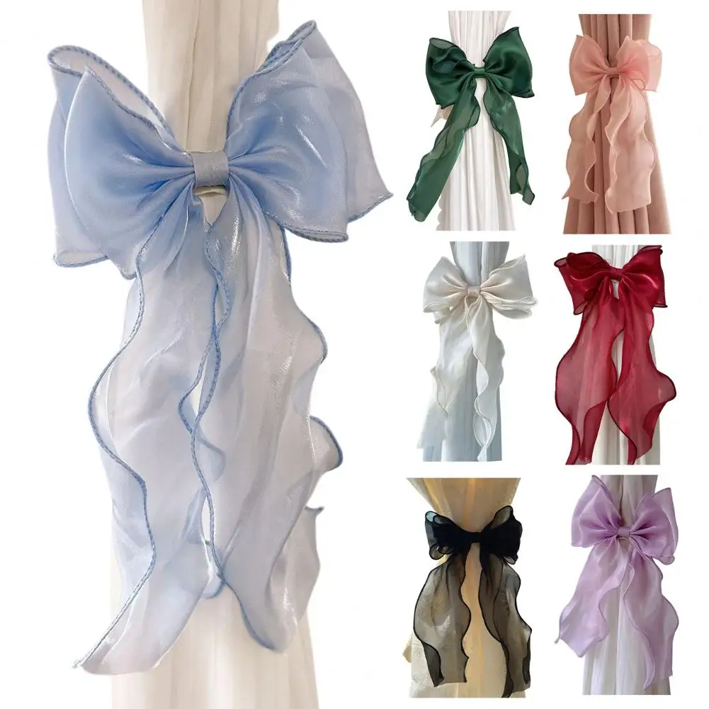 Mesh Bow Curtain Tie Non Drilled Home Decor Curtain Clips French Style Decorative Rope Curtain Holders Decorative Drape Holdback