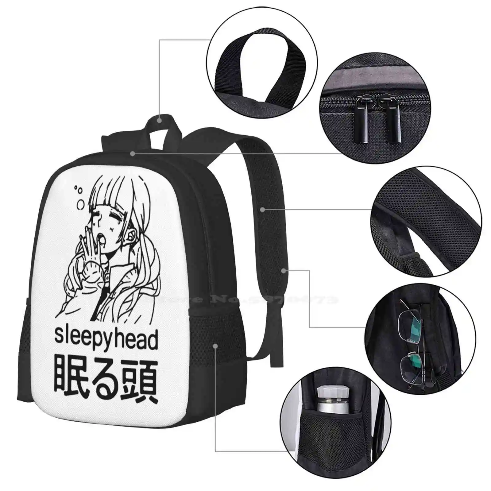 Adolescente estudante universitário Mochila, Manga Anime Sacos de impressão, Cansado Sleepyhead Design Padrão, Japonês Weeaboo Weeb