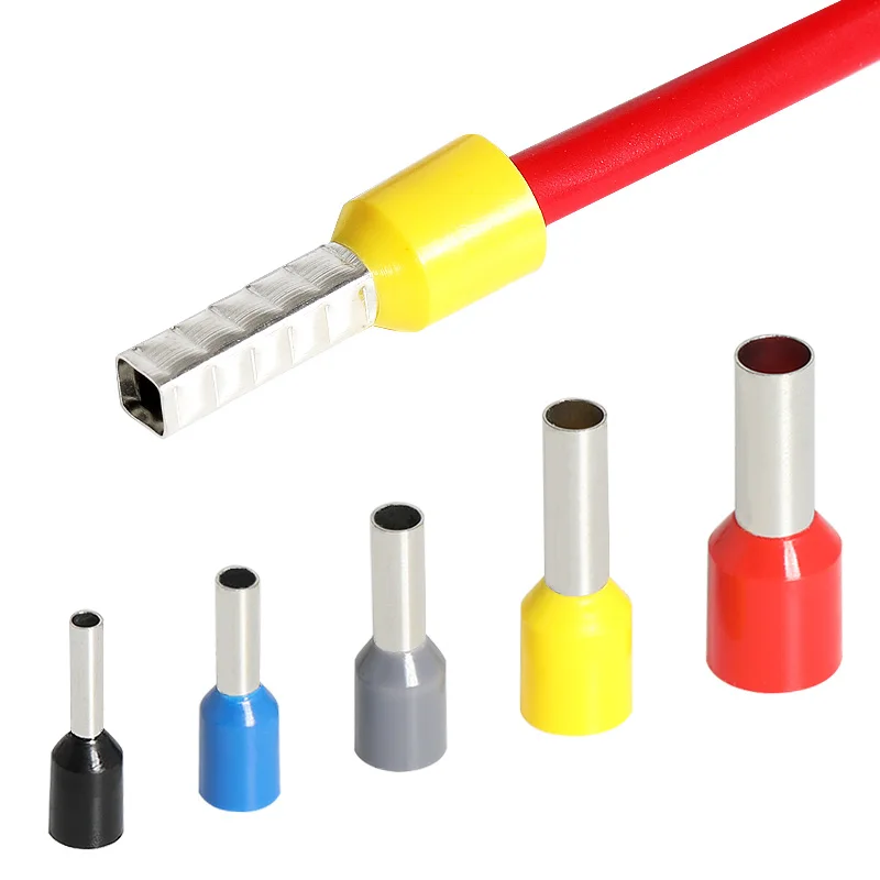 100PCS Röhren-Crimp-Klemmen Elektrokabel Aderendhülsen Steckverbinder E0508 E7508 E1008 E1508 E2508 E4009 E6012 Ringhülse – Detail 3