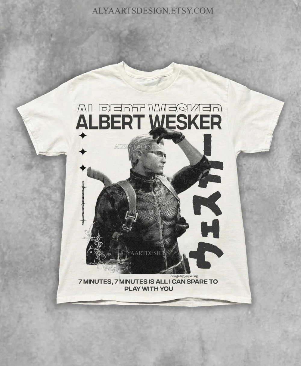 Albert Wesker T-Shirt: T-Shirt im Retro-Stil, Biohazard T-Shirt im Y2K-Stil, Amateur-T-Shirt, lässige Streetwear – Detail 4