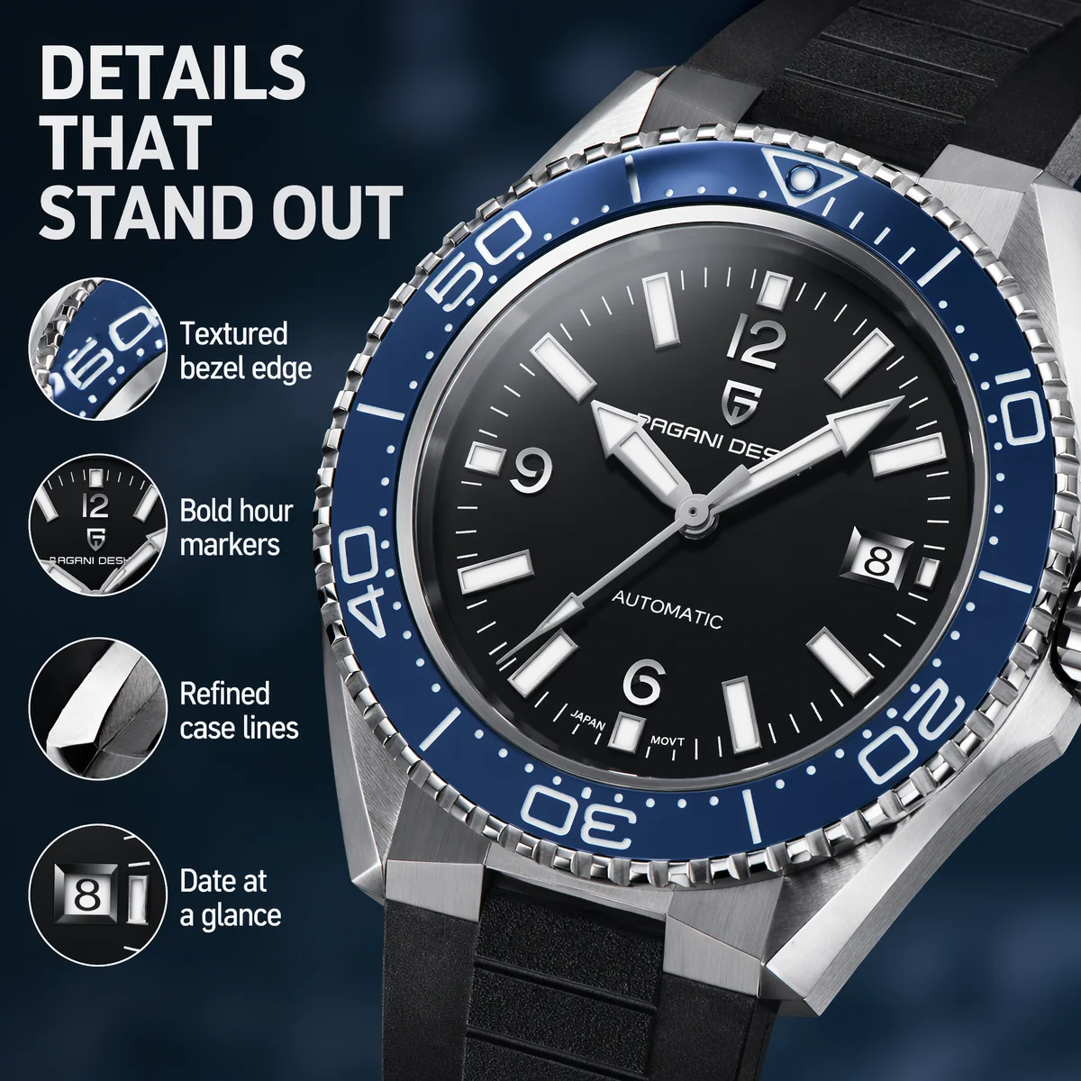 Pagani Design New Men's Mechan - огляд і ціна Rubber Strap Diver