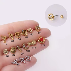 1Pcs Retro Antique Silver Plated Cartilage Stud Earring Piercing Jewelry 20G Stainless Steel Conch Helix Snug Screw Back Earring