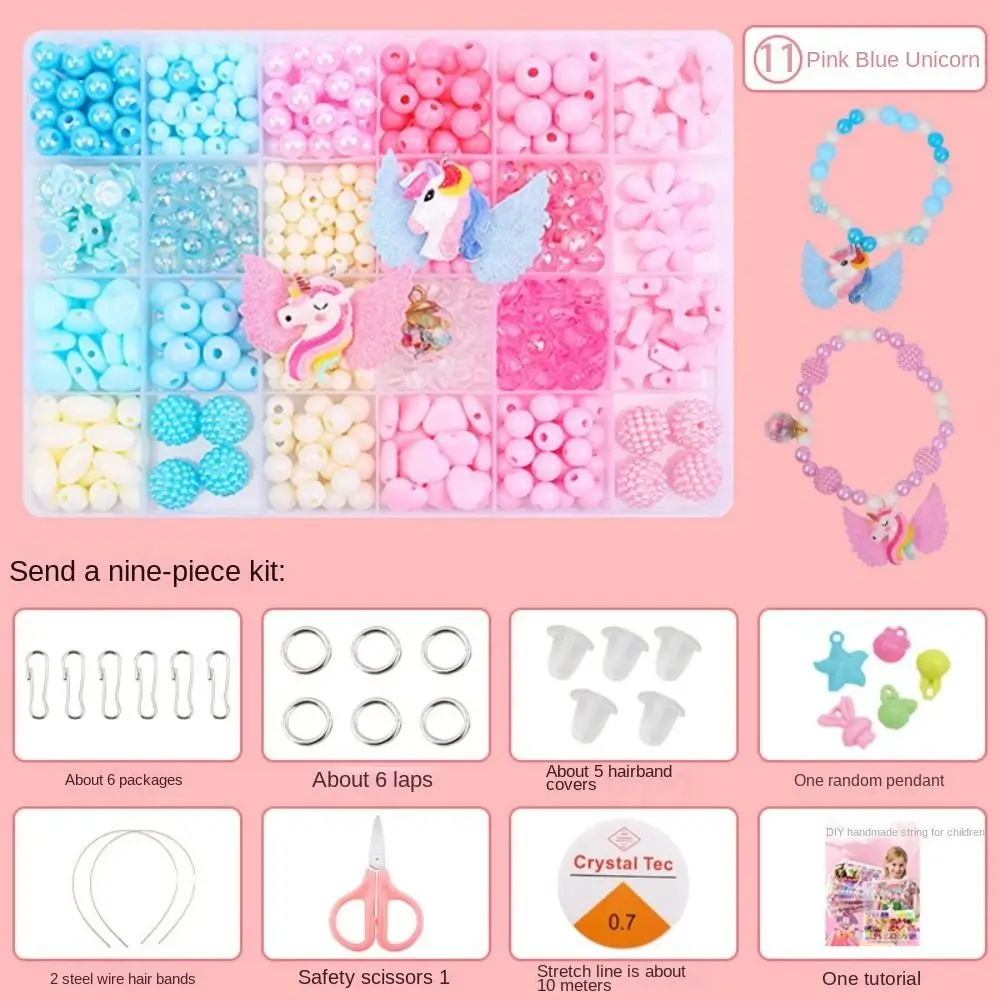 Kit de perles de bricolage pour enfants, artisanat d'art, ensemble de bijoux faits à la main, jouet de perles exécutives, jouets mignons pour filles