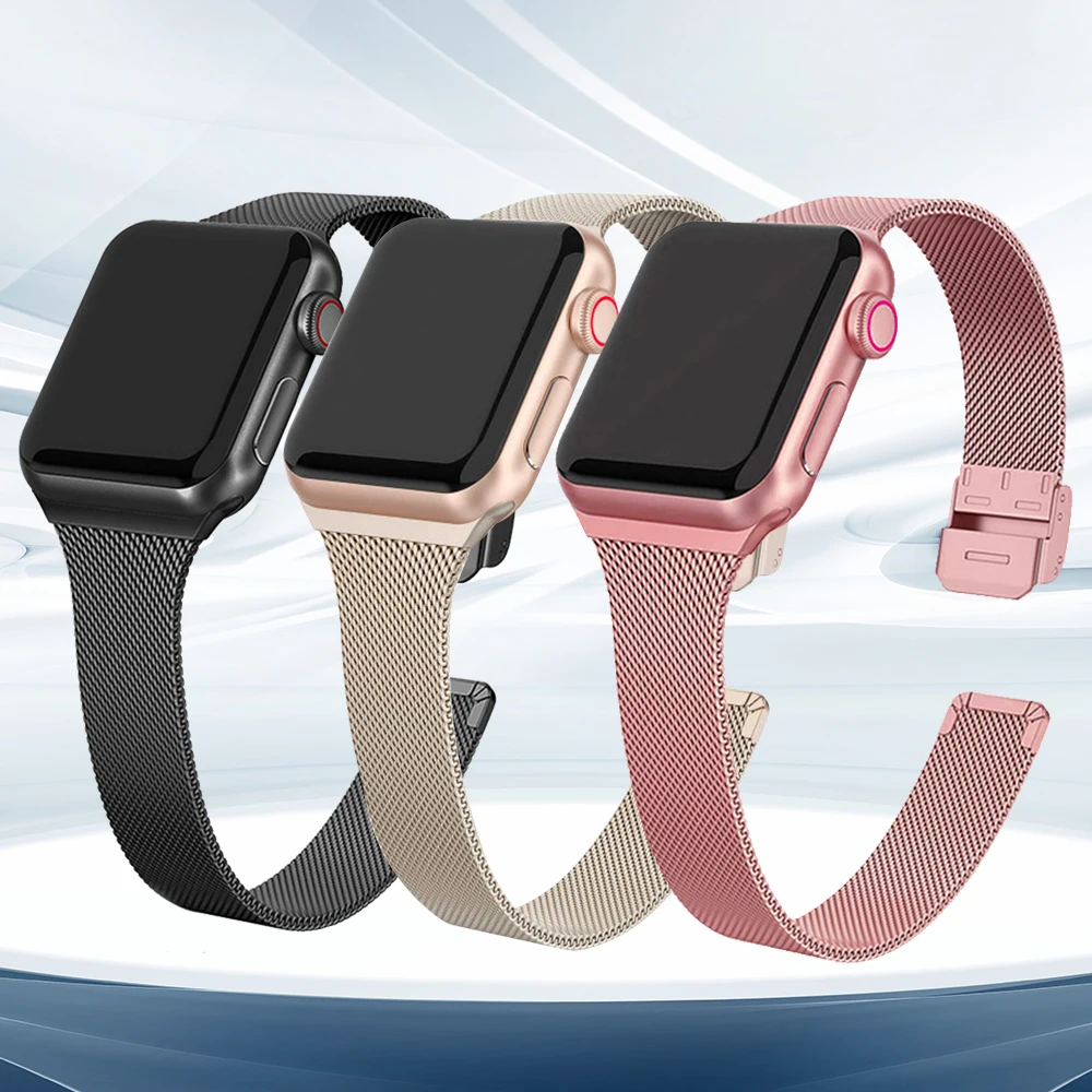Correa Milanesa para Apple Watch, pulsera de Metal fina para iwatch SE series 9, 8, 7, 6, 5, 4, 3, 2, 1, 49mm, 45mm, 44mm, 42mm, 41mm, 40mm