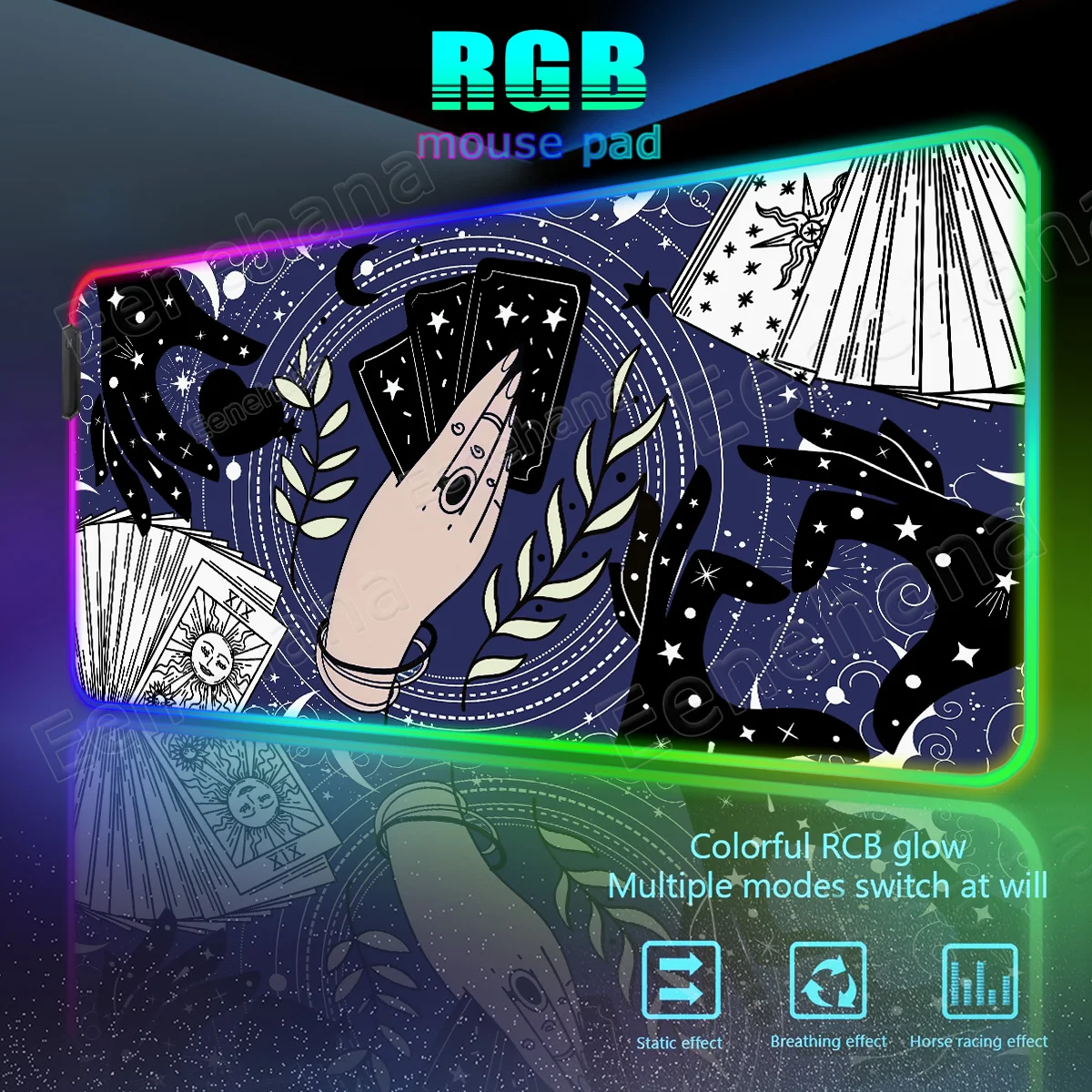 

RGB Large DIY Tarot Cards Mouse Pad Emit Light Moon Divination Gamer Laptop Desktop LED XXL Extended Pads PC Gaming Accessories