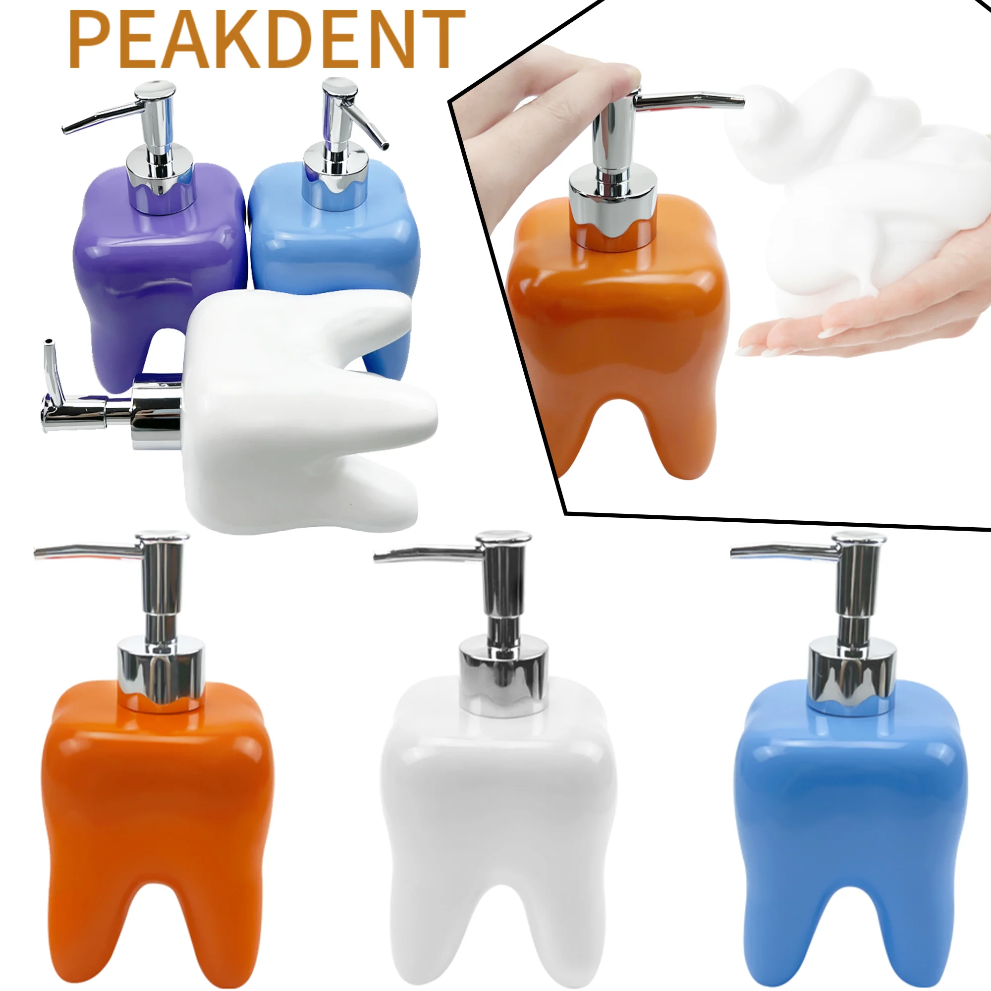 Tooth Shape Hand Wash disinfectant Dispenser Stainless Steel Pump Head Soap Bottle Lotion Shampoo  Refillable Bottle