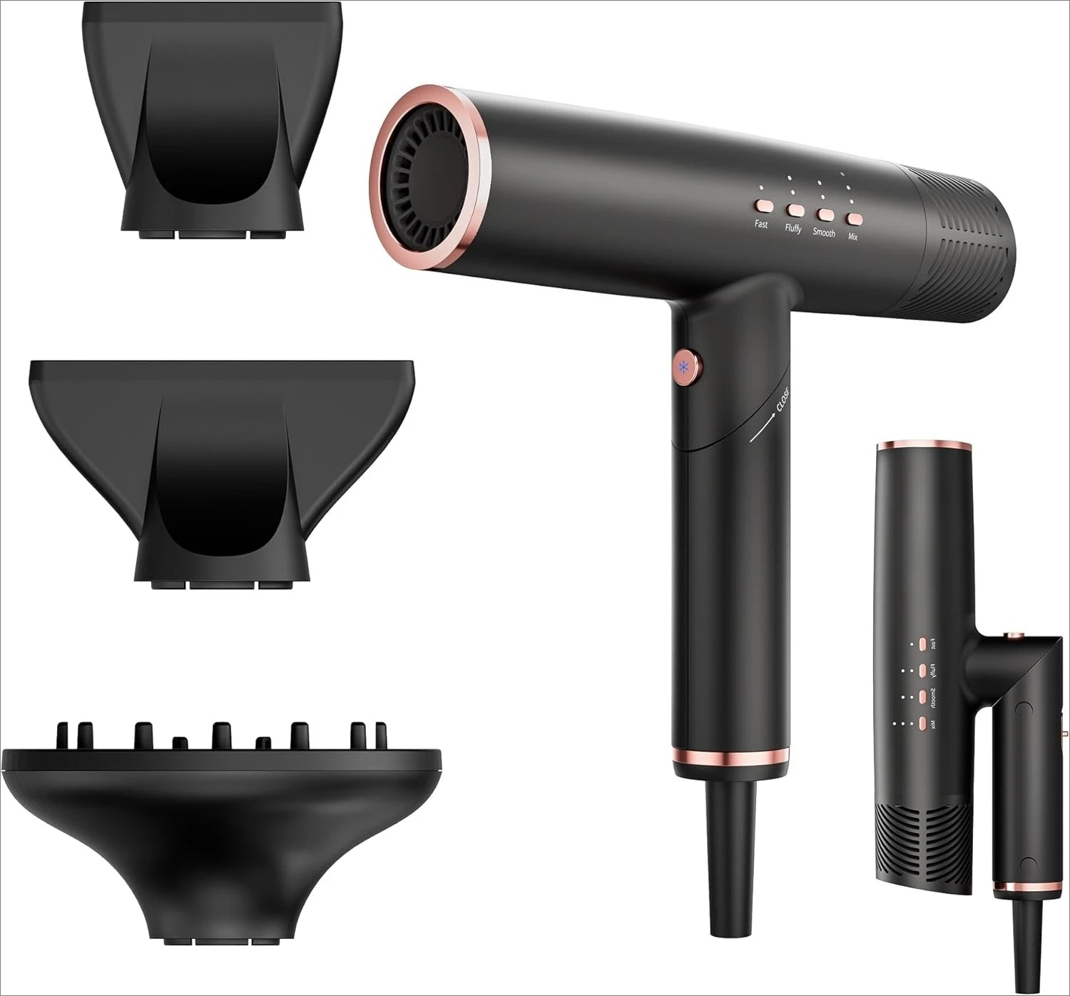Hair Dryer with Diffuse 110,000 RPM Professional Ionic Hair Dryer 1 Min Fast Drying, Precis   Styling, No Heat Damage