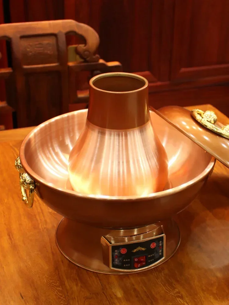 220 فولت جديد النحاس النقي إناء/ قدر سبليت النحاس وعاء المكونات في وعاء ساخن النحاس الكهربائي