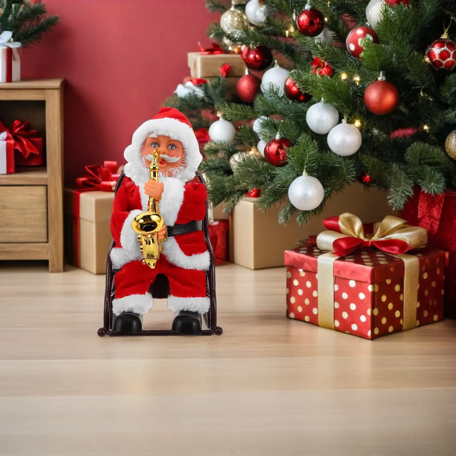 

Creative Electric Santa Claus Musical Rocking Chair Xmas Ornament Holiday Decorative Plaything for Festive Rooms School Events
