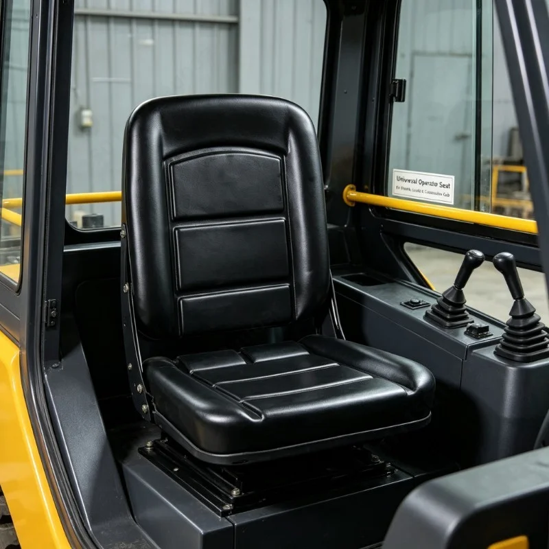 Universal Heavy Duty Construction Vehicle Seat, Driver Operator Chair for Forklift Loader Road Roller Sweeper Cab